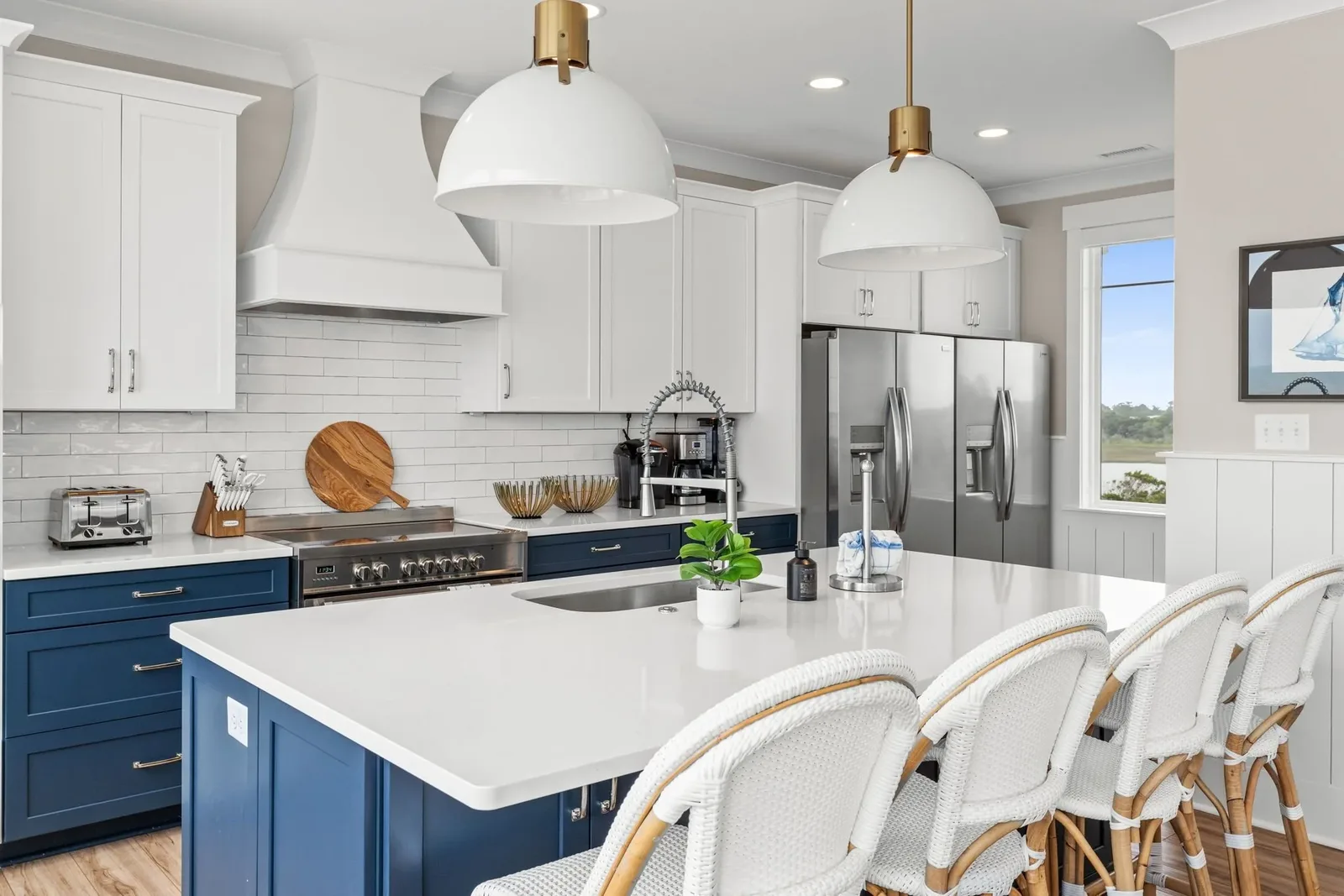 Organized kitchen and dining in a furnished short-term rental